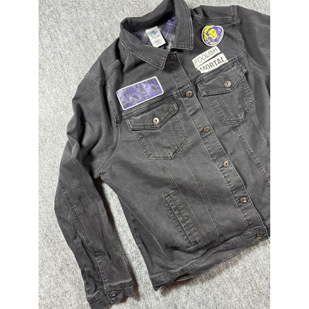 Disney Haunted Mansion Madame Leota Black Denim Jacket Foolish Mortal Mens 1X - Picture 3 of 10